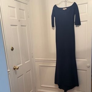 La Petite Robe di Chiara Boni elegant evening gown with train, navy, sz 46 (10)